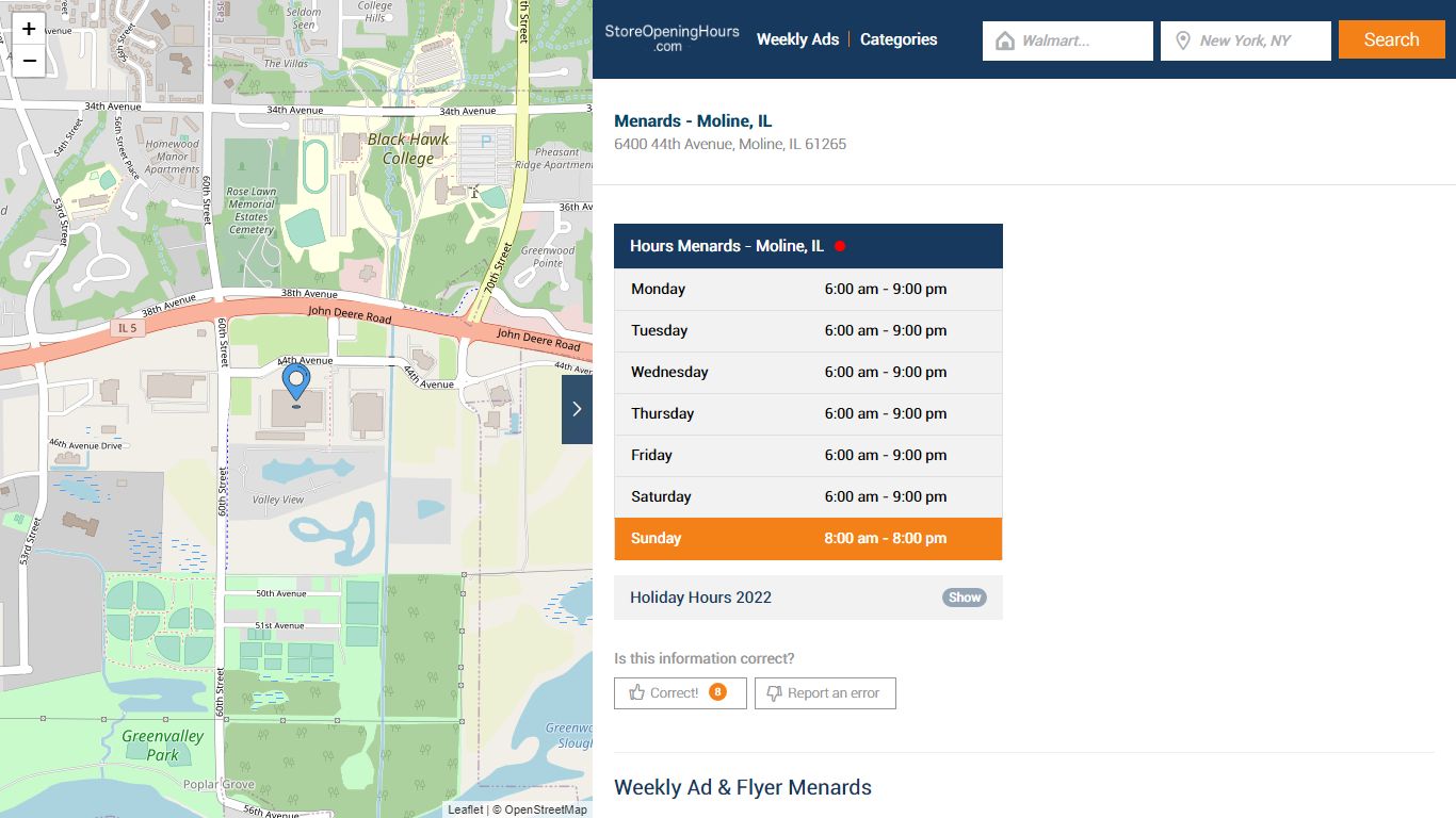 Menards - Moline, IL - Hours & Weekly Ad - Store Opening Hours