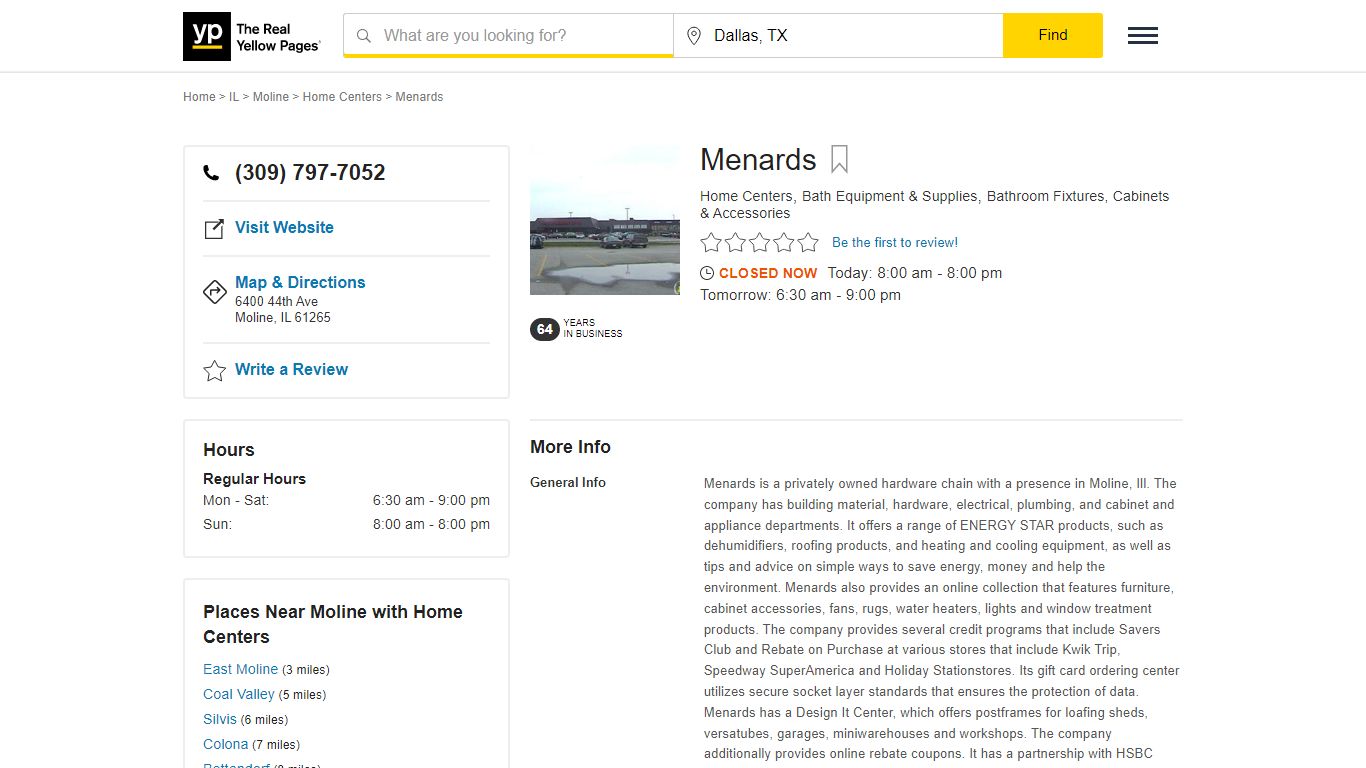 Menards 6400 44th Ave, Moline, IL 61265 - YP.com